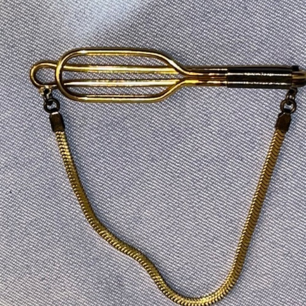Vintage Forstner Tie Bar Clip 1/20 12KT Gold Filled w/ Chain